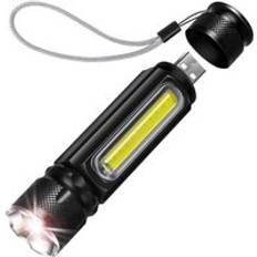 Hod Camping Mini Portable Multifunctional Usb Rechargeable Torch Camping Running Outdoor Light Black