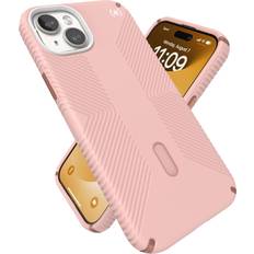 Speck iPhone 15 Plus Hülle – ClickLock rutschfeste Interlock, MagSafe, Fallschutzgriff – für iPhone 15 Plus & iPhone 14 Plus – 6,7 Zoll Handyhülle – Presidio2 Grip Dahlia Pink/Rose Kupfer/Weiß