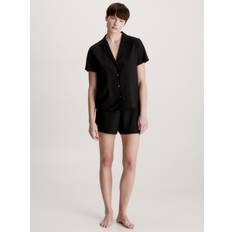 Clothing Calvin Klein Womens Black Notch-lapel Jersey Pyjamas