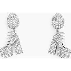 Marc Jacobs Kiki Crystal Boots Earrings in Metallic Silver