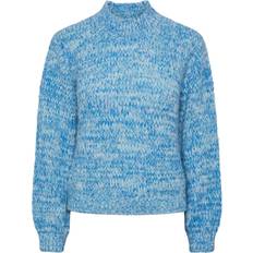 Dam - Turkosa Tröjor Pieces Pcnomana LS Oneck Knit BC Dam Sweaters