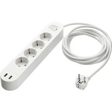 IKEA KOPPLA Grenuttag m 4 hål och 2 USB-portar, vit, 3.0 m
