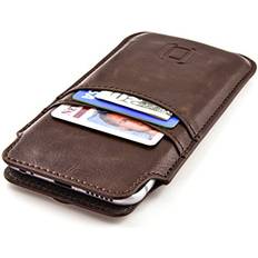 Dockem Dockem Provincial Wallet Sleeve for iPhone SE 3 2022 13/12 Mini SE 2 2020 8 7 6S 6: Slim Professional Pouch with 2 Pockets [Brown]