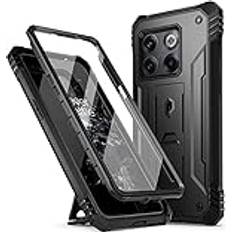 Poetic Revolution Series Designed for Oneplus 10T Case, Full Body Rugged Dual Layer Shockproof Cover with Kickstand and Built-in Screen Protector, Black