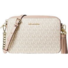 Michael Kors Logo Print Jet Set Crossbody Bag - Vanilla/Soft Pink