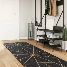 Carpets & Rugs vidaXL Washable Black and Gold Rug 80x300 cm Black