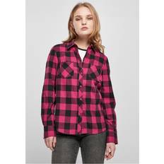 Urban Classics Dam Skjortor Urban Classics Turnup Checked Flanell Shirt, Skjorta, Kvinna, Lila Wildviolet/Black L, Lila Vildviolett/Svart