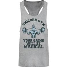 Viscose Tank Tops Grindstore Unicorn Gym Racerback Vest Top Grey