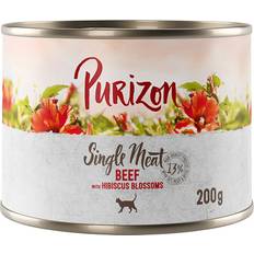 Animali domestici Purizon Ekonomipack: Single Meat 24 200 Nöt med hibiskusblommor