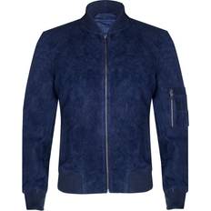 Men - Suede Jackets Infinity Leather Infinity Leather Mens Goat Suede MA-1 Bomber Jacket-Auckland Navy