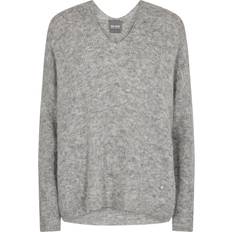 Mos Mosh Sweatere Mos Mosh MMThora V-Neck Knit Strik - Grey Melange