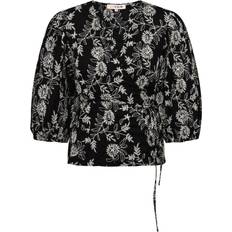 A View Embroidered Cotton Blouse - Black/Off White