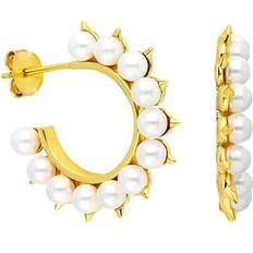 Wedding Hoop Earrings - Gold/Pearl