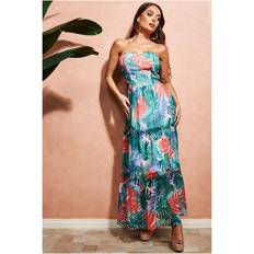 Clothing City Goddess Womens Boobtube Printed Maxi Multicolour