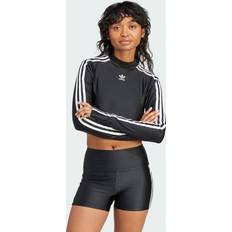 adidas Maglia 3-Stripes Cropped Long Sleeve T-Shirt - Black