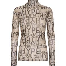 Dame - Polyamid Bluser Hype The Detail Mesh Blouse - Tan/Black