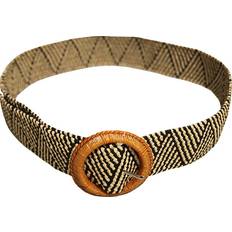 Femme - Gris Ceintures Solis One Size, Black Womens/Ladies Two Tone Rattan Stretch Belt