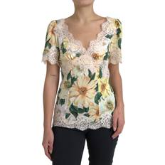 XXXS Blusar Dolce & Gabbana Multicolor Floral Lace V Neck Blouse IT44