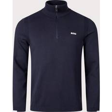 Elastane/Lycra/Spandex - Men Jumpers BOSS Men's Ever-x_qz Half Zip Knitwear Dark Blue