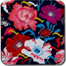 Red Coasters Marlow Home Co Bright Flowers on Dark Background Coaster