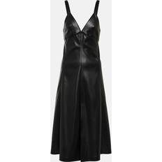 Midi Dresses - Polyurethane Stella McCartney Faux Leather Slip Dress - Black