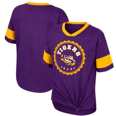 Tigers T-shirts Children's Clothing Colosseum Big Girls Purple Lsu Tigers Tomika Tie-Front V-Neck T-shirt Purple Purple