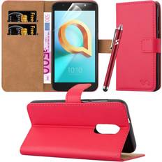 iCatchy Red For Alcatel A3 Plus 3G Leather Wallet Case Cover