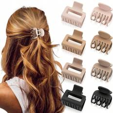 Multicolour Hair Clips Shein 8pcs Matte Black Brown Khaki Hair Claw Clips