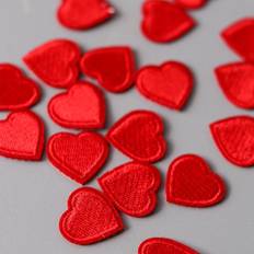 Röda Tygmärken & Laglappar Shein 20pcs/set Polyester Patch Sticker, Modern Red Heart Design Embroidery Applique For