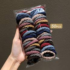 Women Hair Accessories Shein 50pcs Ladies' Colorful Elastic Hair Ties, Simple And Versatile