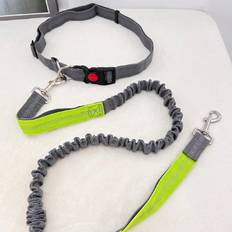 Shein 1pc Light Grey Pet Dog Running Leash Reflective Nylon Rope With Hand-Free Waist Belt