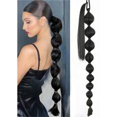Shein Synthetic Lantern Braid Ponytail Extension, Black Color Natural Long Ponytail With Hair Tie, For With Blonde Hair