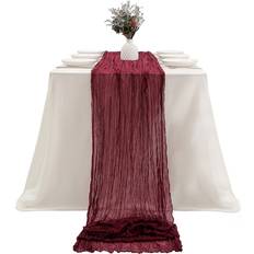 Red Tablecloths Shein Bohemian Style Gauze Rural 90 x 180 cm Tablecloth Red (90x)