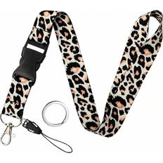 Shein 1pc Neck Breakaway Lanyard for key, Keychain, Brown Leopard Teacher Lanyard for Women Men, Phone Lanyard with Quick Release Card, Wallet