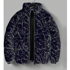 Shein Men Coats Shein Men's Padded Coat With Disorderly Lines Print