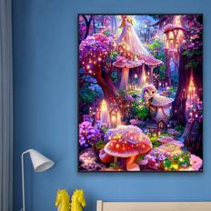 Gröna Diamond Paintings på rea Shein Square Drill Diamond Painting Diy Full Drill Craft Decoration Artwork Of Purple Forest