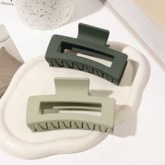 Shein 2 Pcs Set Avocado Green Ombre Design Hair Claw Clips