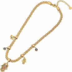 Shein 1pc Stainless Steel Eye & Hamsa Hand Pendant Necklace Suitable For Women'S Daily Wear