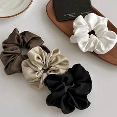 Shein 4pcs/1pc Women Satin Scrunchie, Elegant Silky Hair Ties, Minimalist Solid Color Shiny Hair Accessories For Ponytail And Everyday Use Scrunchies Scrunchy Hair Ties, Casual