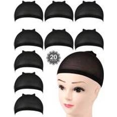 Dam - Syntethår Peruker Shein 20pcs Black Wig Caps for Women, Wig Cap for Lace Front Wig