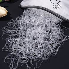 Shein 1000pcs/pack Clear Disposable Mini Rubber Bands, Strong Resistance Elastic Hair Ties In Plastic Bag