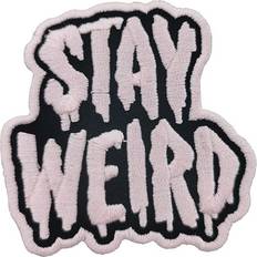 Shein Stay Weird Embroidered Patch Pink Letter Iron On/sew On Patch, Suitable For Dress, Jeans, Jacket, Backpack, Punk Accessories, Applique