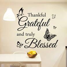 Wall Decor Shein 1pc Wall Sticker New Thankful Grateful Letter Butterfly Wall Sticker Study Bedroom Background Sticker Painting Väggdekor