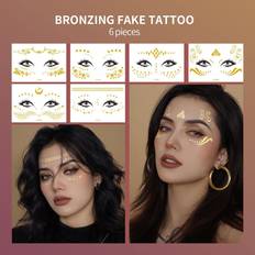 Gold Body Makeup Shein 6 Bronzing face fake tattoo stickers adorable super Long lasting color Perfect for your halloween makeup Black Friday