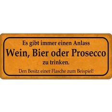 Blechschild 27 x 10 cm Wein Bier oder Prosesso