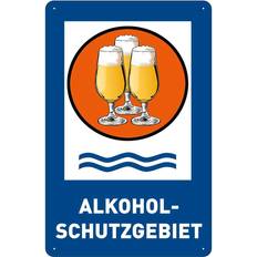 Blechschild 20x30 cm Bier Alkoholschutzgebiet Biergläser