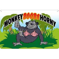 Blechschild 30x20 cm Monkey Boobs Horny