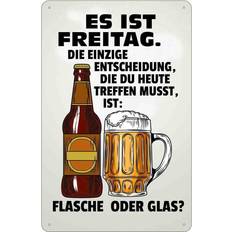 Blechschild 20x30 cm Bier Flasche Glas