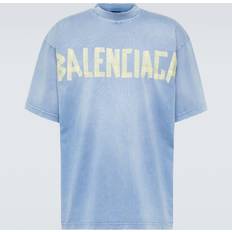 Balenciaga T-shirts Balenciaga Tape Type Cotton Jersey T-Shirt - Blue
