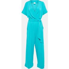 Max Mara Jumpsuits & Overaller Max Mara Womens Sky Blue Eolo V-neck Stretch-woven Jumpsuit